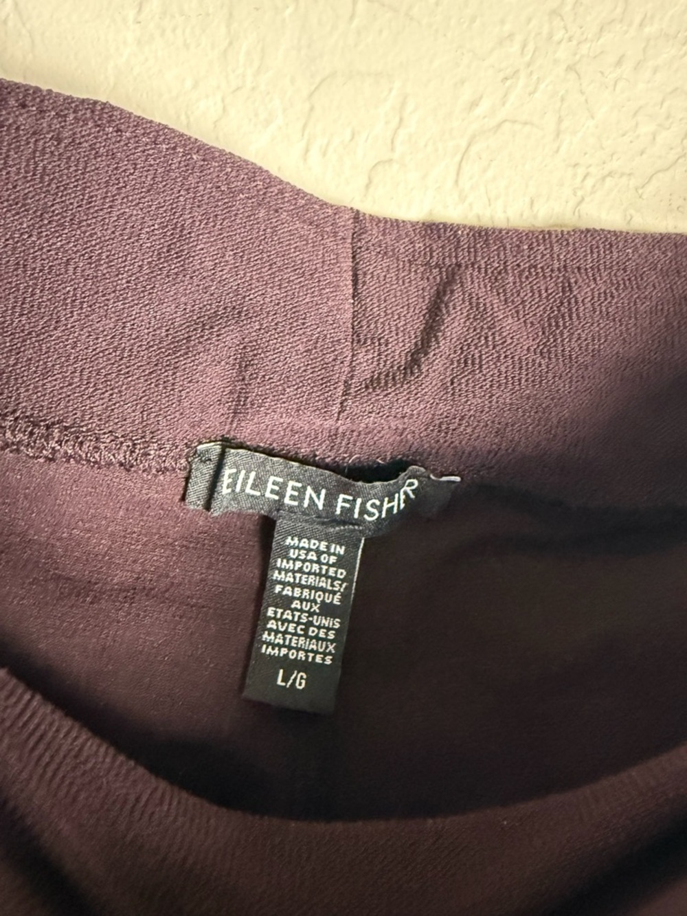 Eileen Fisher Washable Stretch Crepe Slim Ankle Pant Cassis Purple Large TK - Picture 16 of 16